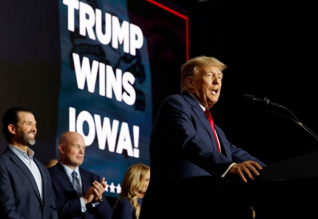 Former President Trump Holds Iowa Caucus Night Event In Des Moines