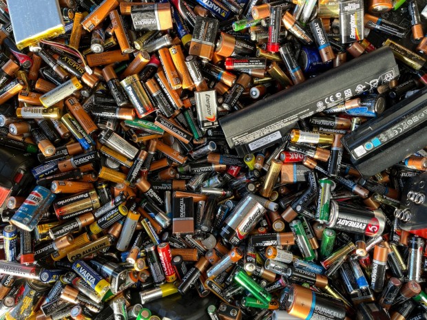 Used batteries ready for recycling