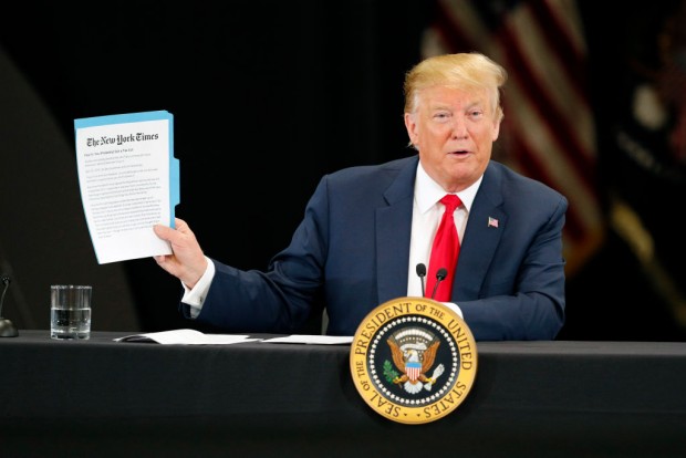 President Trump Attends Roundtable Discussion On Economy And Tax Reform At Trucking Equipment Company In Minnesota