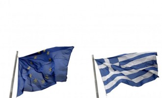 Greek (R) and a European flag