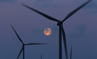 Moon Rises Over Whitelee Wind Farm