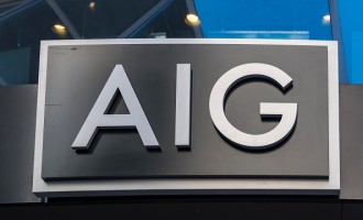 AIG or American International Group signage on its building...